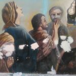 Fasi di restauro del murales a largo San Rocco, Satriano di Lucania
