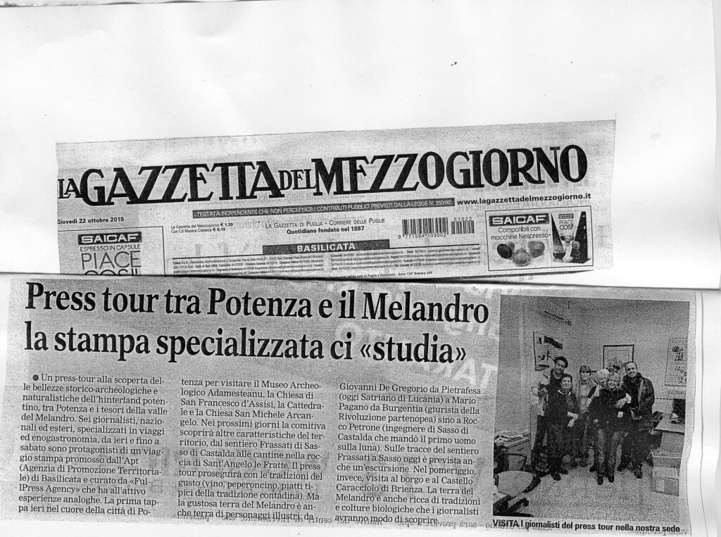 Articolo sul press tour del La Gazzetta del Mezzogiorno