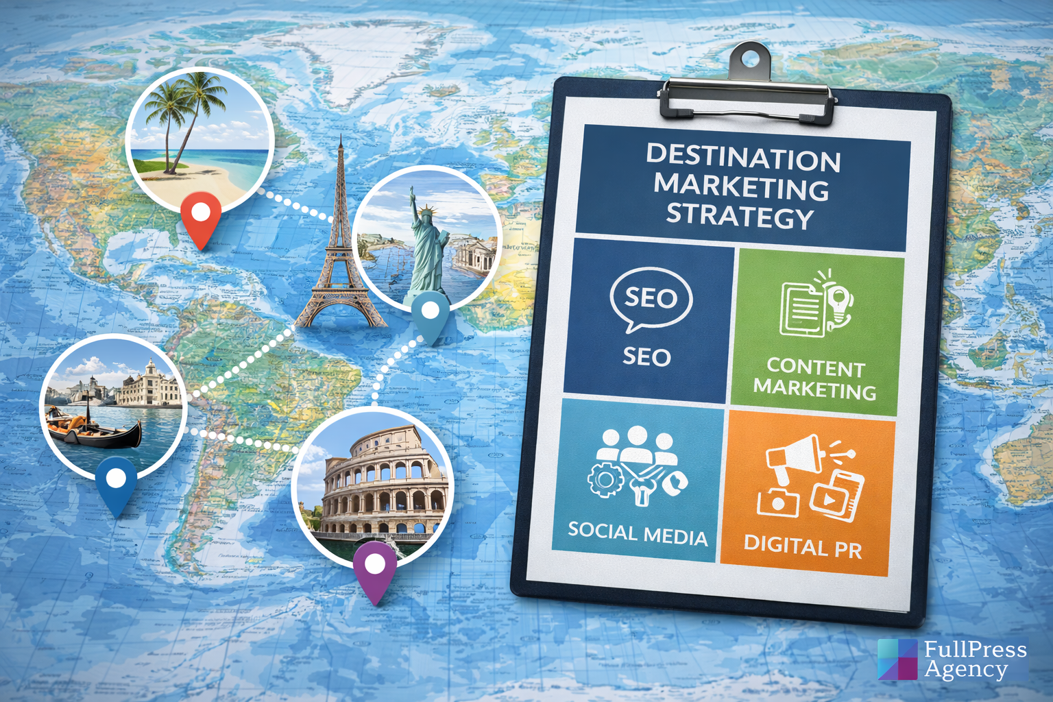 Strategie di destination marketing con SEO, content marketing, social media e digital PR per promuovere destinazioni turistiche | Foto Fpai